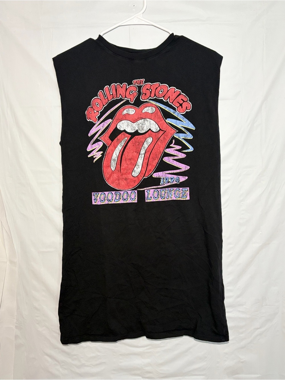The Rolling Stones Black Tee with Red Tongue and Purple Accents
